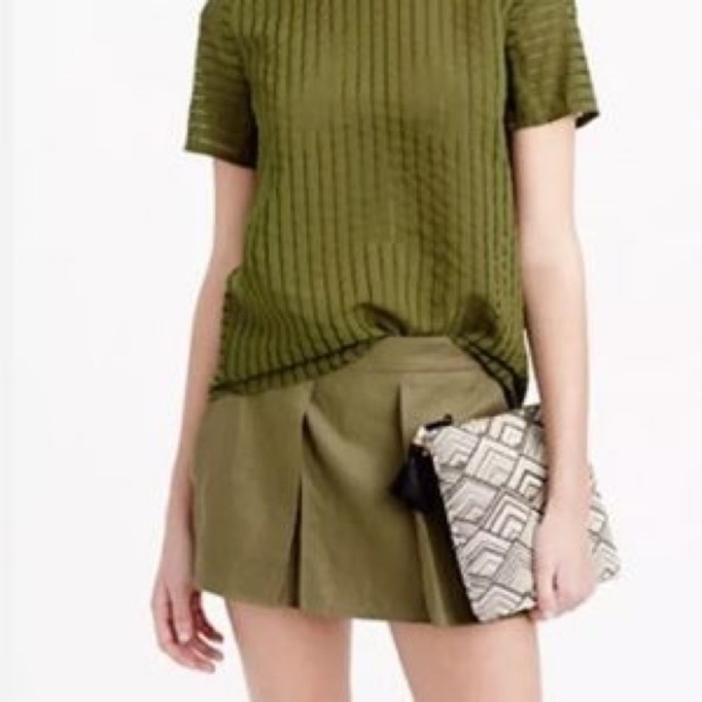 J. Crew Linen Olive Green Skort - Picture 1 of 6